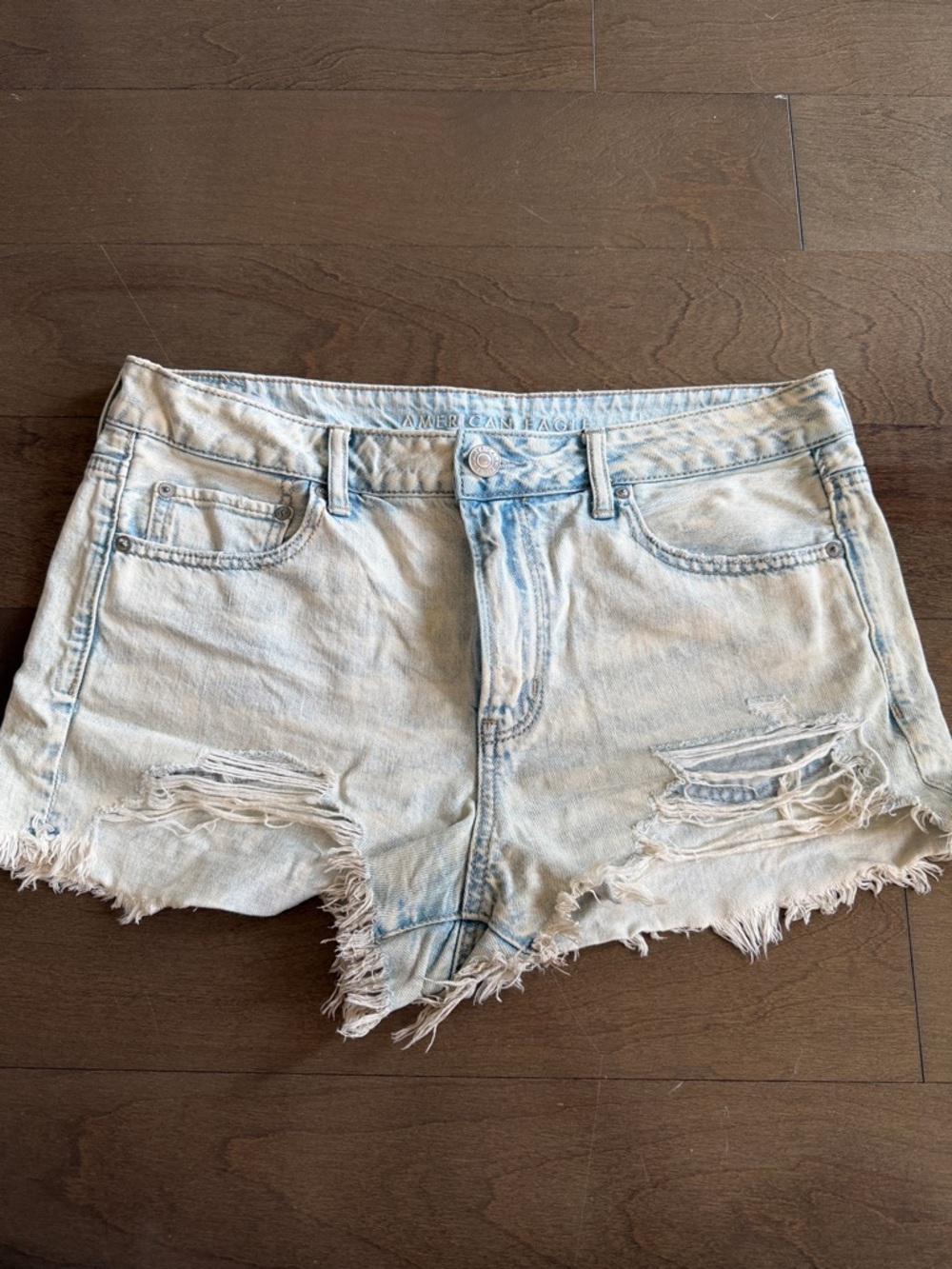 American Eagle Outfitters Frayed Light Blue Distressed Denim Shorts